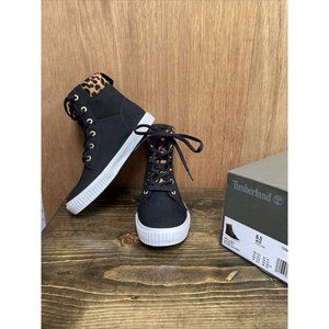 Timberland Women's Skyla Bay 6" Leather Sneaker Boots Shoes Black Leopard Sz 6.5